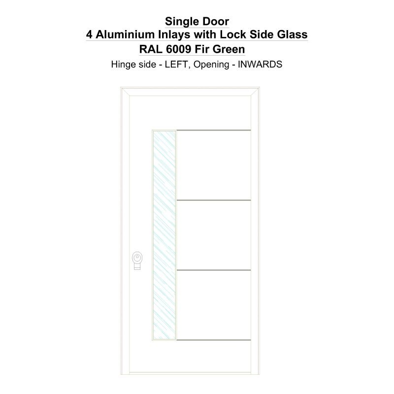 Sd 4 Aluminium Inlays With Lock Side Glass Ral 6009 Fir Green Security Door