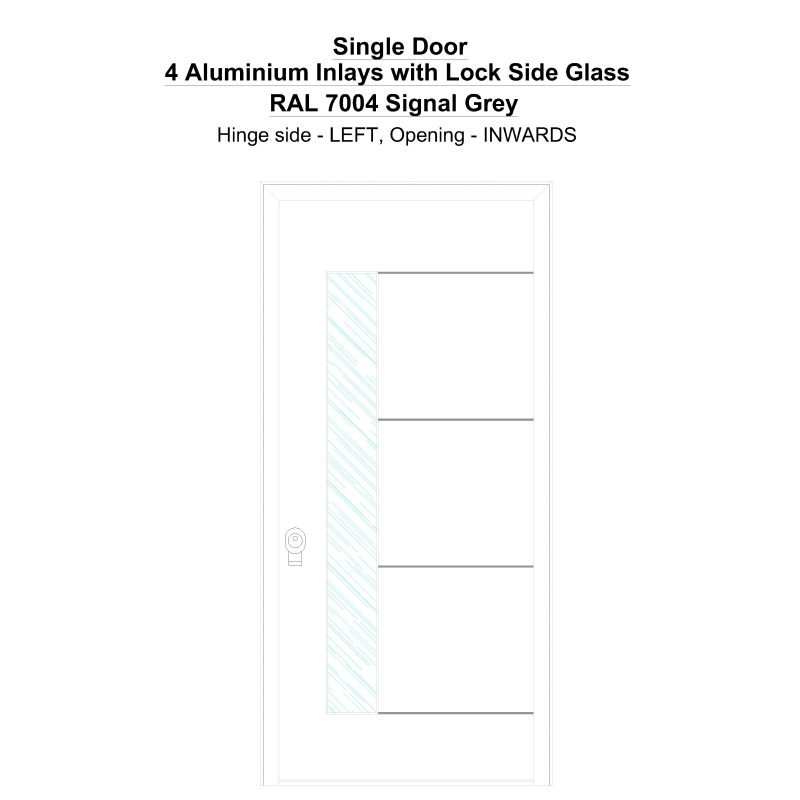 Sd 4 Aluminium Inlays With Lock Side Glass Ral 7004 Signal Grey Security Door