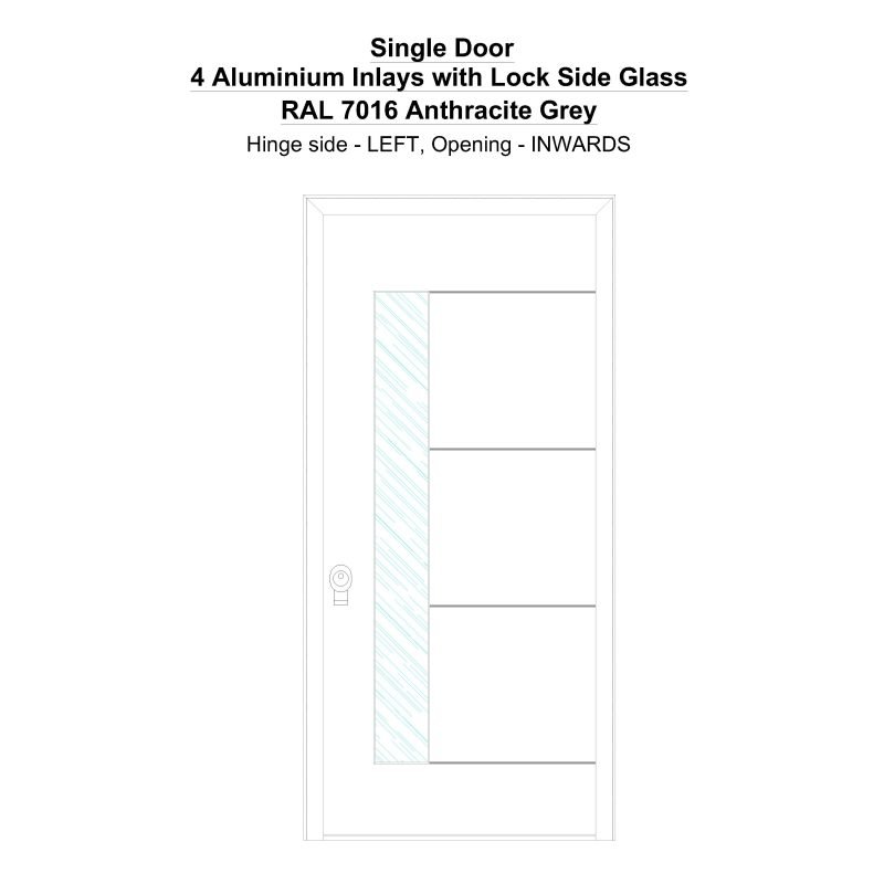 Sd 4 Aluminium Inlays With Lock Side Glass Ral 7016 Anthracite Grey Security Door
