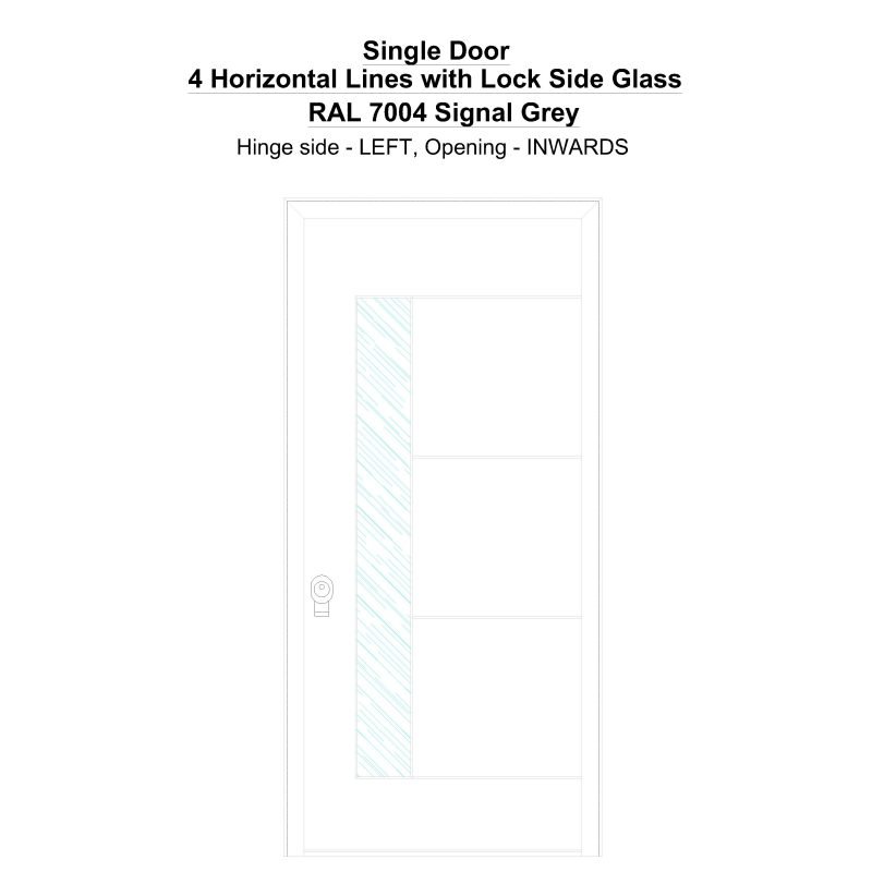 Sd 4 Horizonral Lines With Lock Side Glass Ral 7004 Signal Grey Security Door