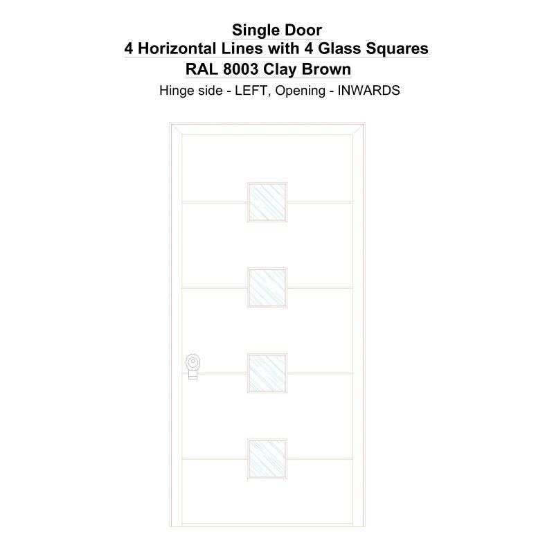 Sd 4 Horizontal Lines With 4 Glass Squares Ral 8003 Clay Brown Security Door