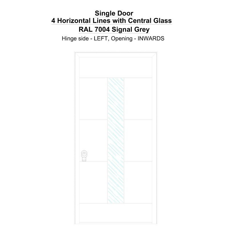 Sd 4 Horizontal Lines With Central Glass Ral 7004 Signal Grey Security Door