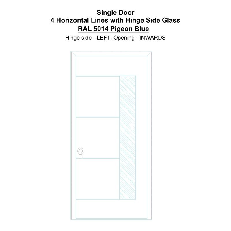 Sd 4 Horizontal Lines With Hinge Side Glass Ral 5014 Pigeon Blue Security Door