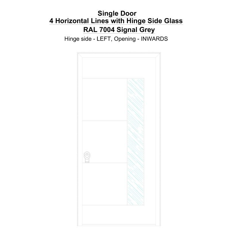 Sd 4 Horizontal Lines With Hinge Side Glass Ral 7004 Signal Grey Security Door