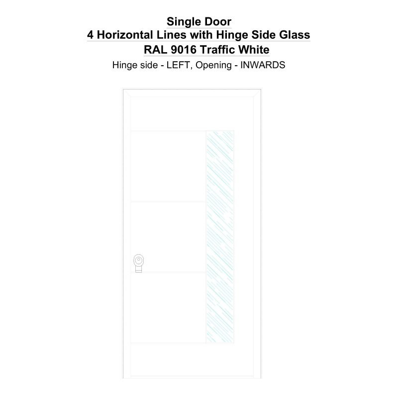 Sd 4 Horizontal Lines With Hinge Side Glass Ral 9016 Traffic White Security Door