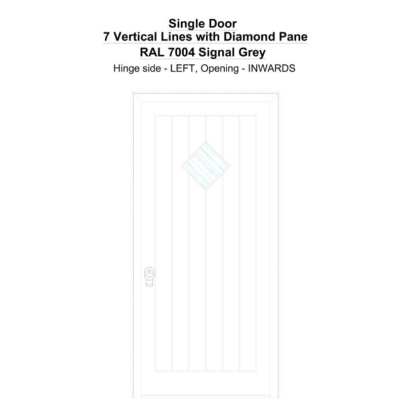 Sd 7 Vertical Lines With Diamond Pane Ral 7004 Signal Grey Security Door