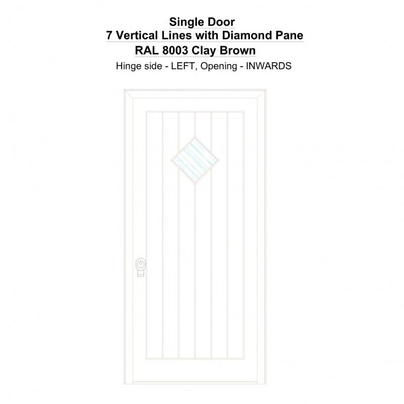 Sd 7 Vertical Lines With Diamond Pane Ral 8003 Clay Brown Security Door