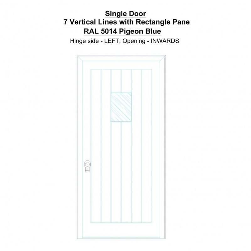 Sd 7 Vertical Lines With Rectangle Pane Ral 5014 Pigeon Blue Security Door