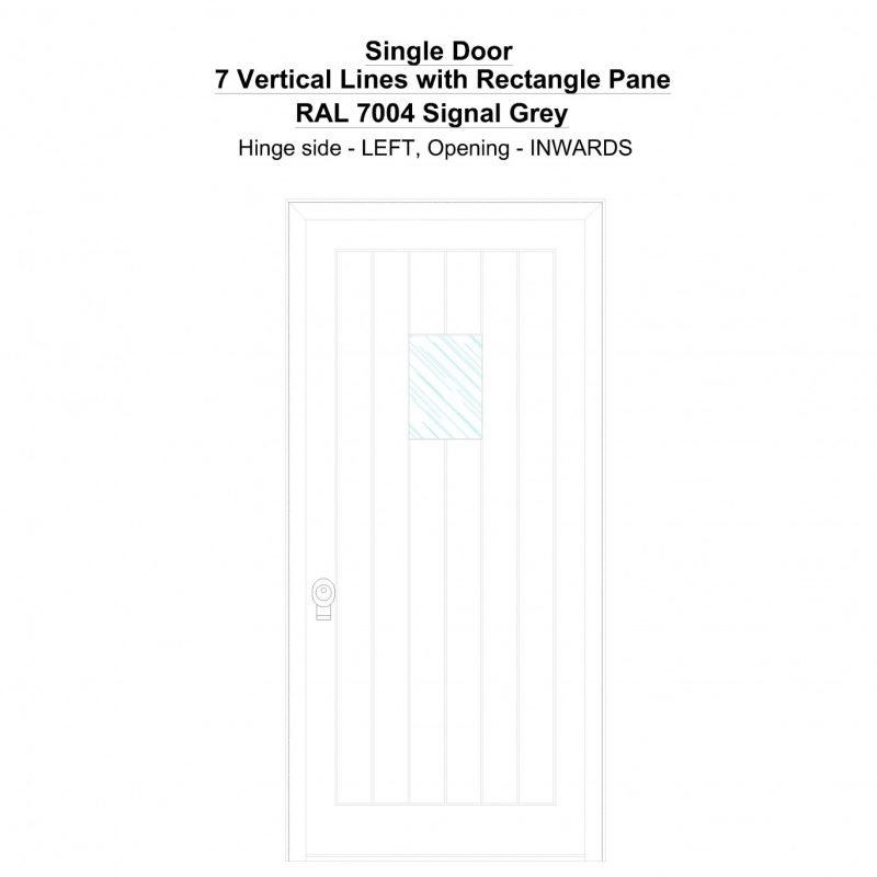 Sd 7 Vertical Lines With Rectangle Pane Ral 7004 Signal Grey Security Door