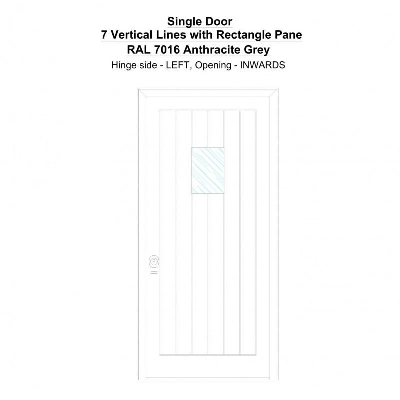 Sd 7 Vertical Lines With Rectangle Pane Ral 7016 Anthracite Grey Security Door