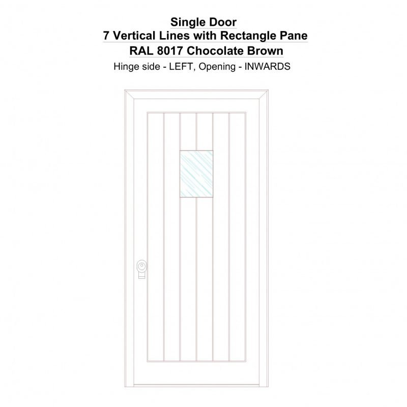 Sd 7 Vertical Lines With Rectangle Pane Ral 8017 Chocolate Brown Security Door