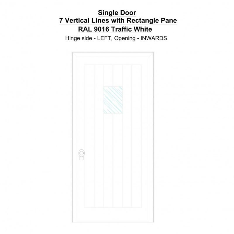 Sd 7 Vertical Lines With Rectangle Pane Ral 9016 Traffic White Security Door