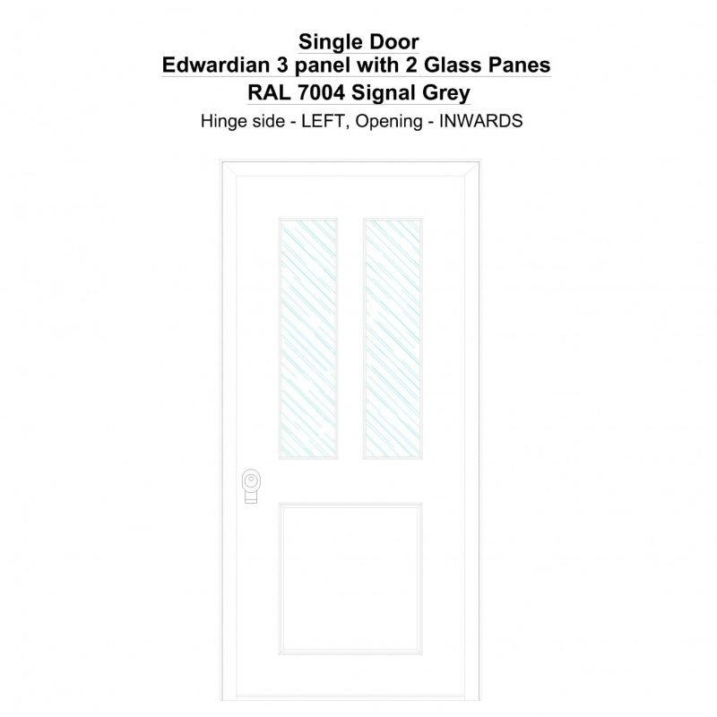 Sd Edwardian 3 Panel With 2 Glass Panes Ral 7004 Signal Grey Security Door