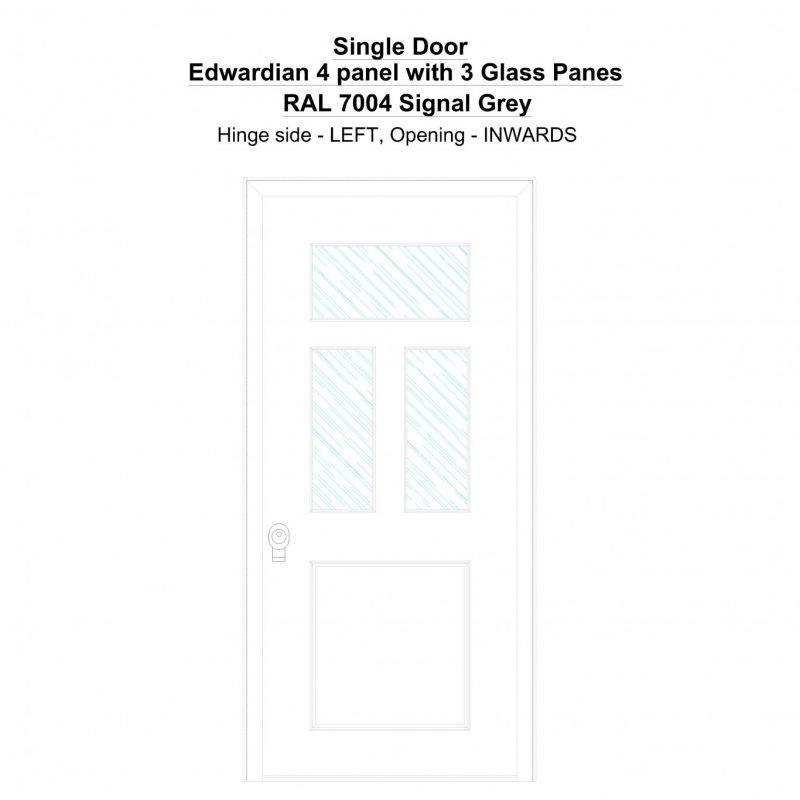 Sd Edwardian 4 Panel With 3 Glass Panes Ral 7004 Signal Grey Security Door