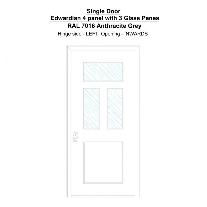 Sd Edwardian 4 Panel With 3 Glass Panes Ral 7016 Anthracite Grey Security Door