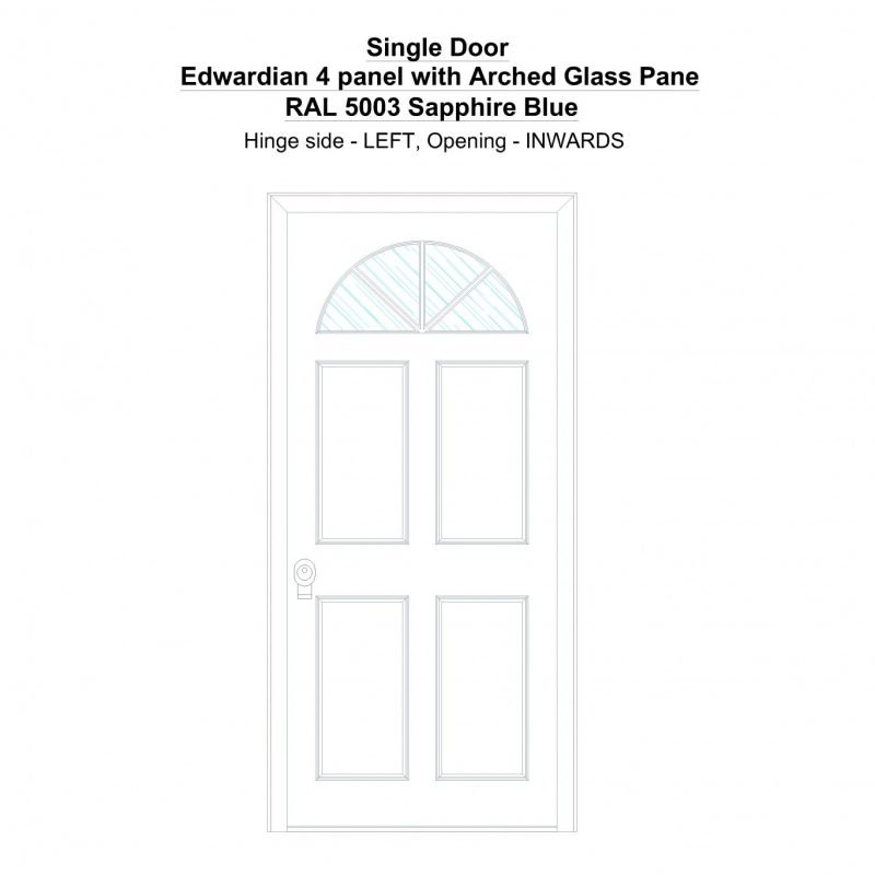 Sd Edwardian 4 Panel With Arched Glass Pane Ral 5003 Sapphire Blue Security Door