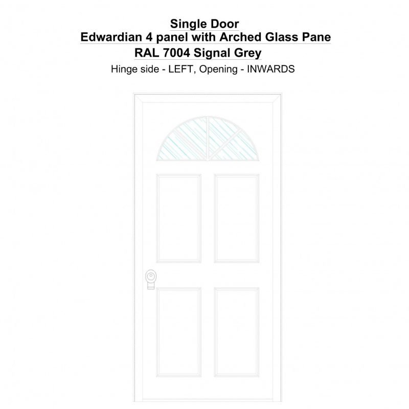 Sd Edwardian 4 Panel With Arched Glass Pane Ral 7004 Signal Grey Security Door