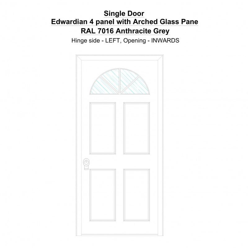 Sd Edwardian 4 Panel With Arched Glass Pane Ral 7016 Anthracite Grey Security Door