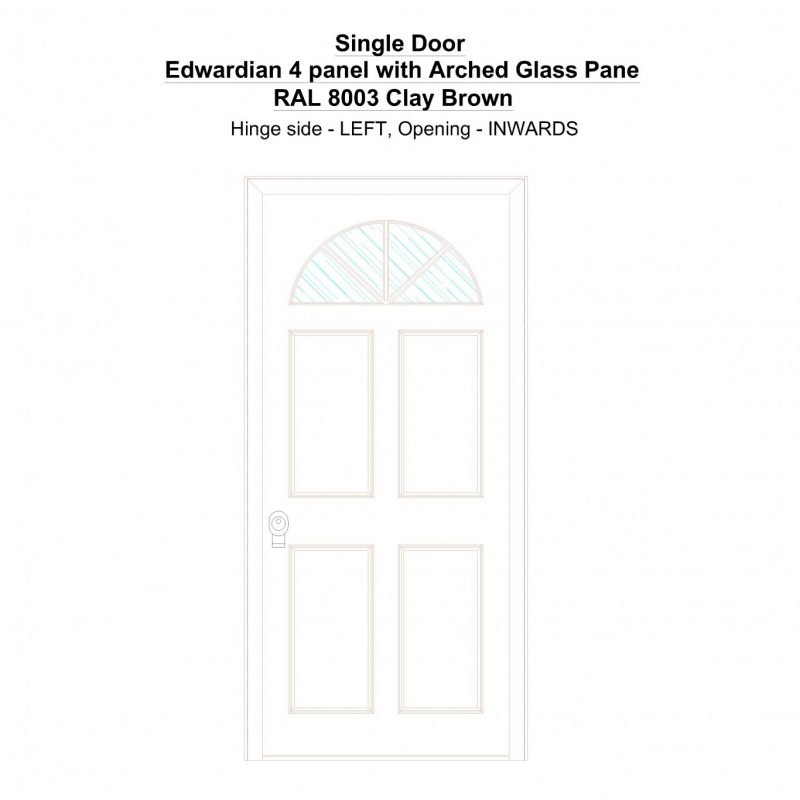 Sd Edwardian 4 Panel With Arched Glass Pane Ral 8003 Clay Brown Security Door