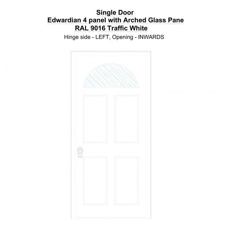 Sd Edwardian 4 Panel With Arched Glass Pane Ral 9016 Traffic White Security Door