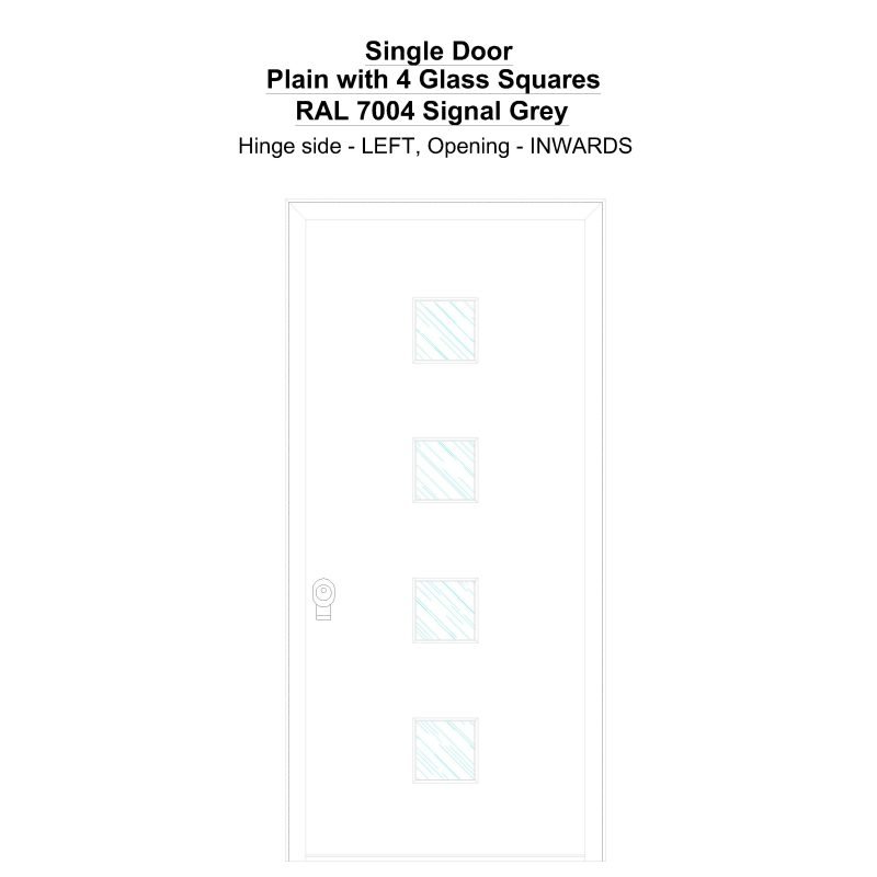 Sd Plain With 4 Glass Squares Ral 7004 Signal Grey Security Door