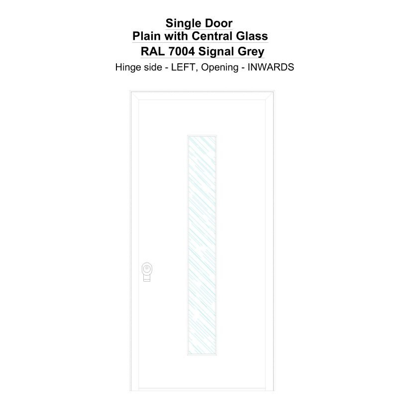 Sd Plain With Central Glass Ral 7004 Signal Grey Security Door