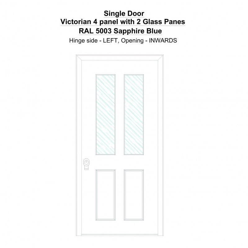 Sd Victorian 4 Panel With 2 Glass Panes Ral 5003 Sapphire Blue Security Door