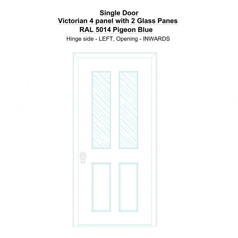 Sd Victorian 4 Panel With 2 Glass Panes Ral 5014 Pigeon Blue Security Door