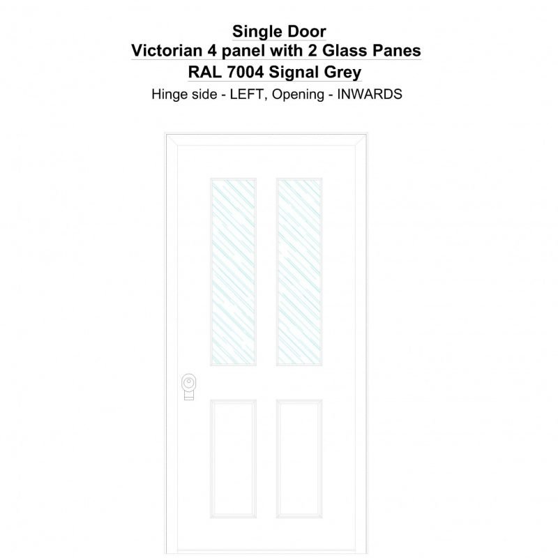 Sd Victorian 4 Panel With 2 Glass Panes Ral 7004 Signal Grey Security Door