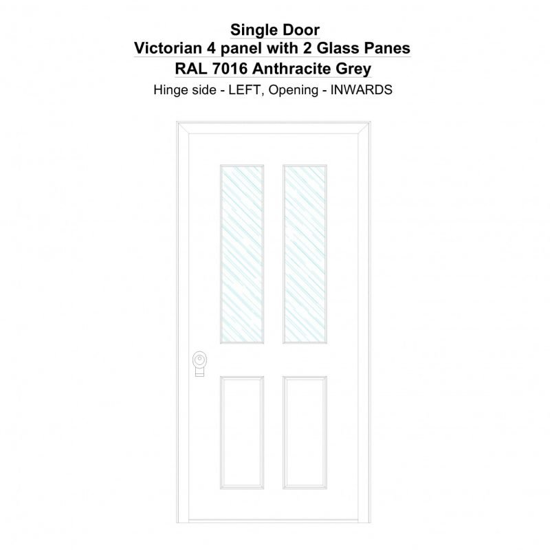 Sd Victorian 4 Panel With 2 Glass Panes Ral 7016 Anthracite Grey Security Door