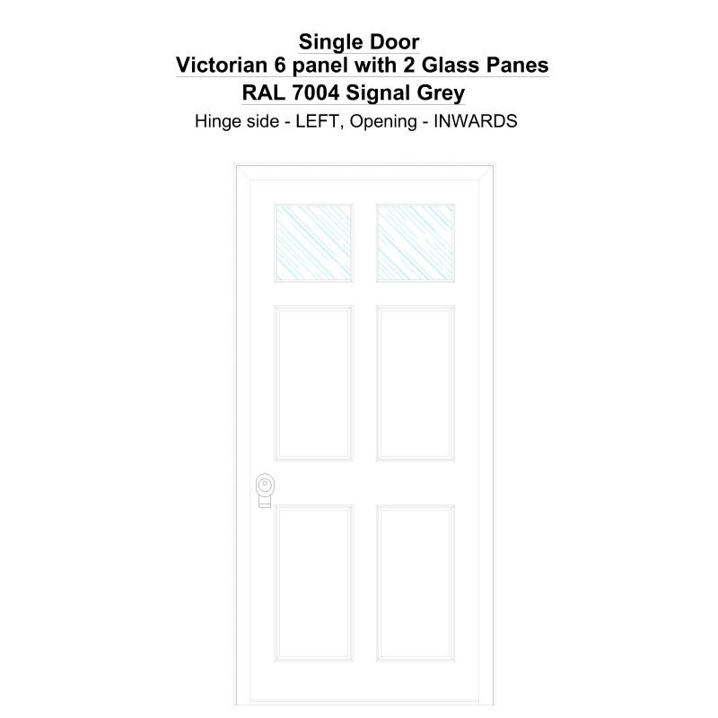 Sd Victorian 6 Panel With 2 Glass Panes Ral 7004 Signal Grey Security Door