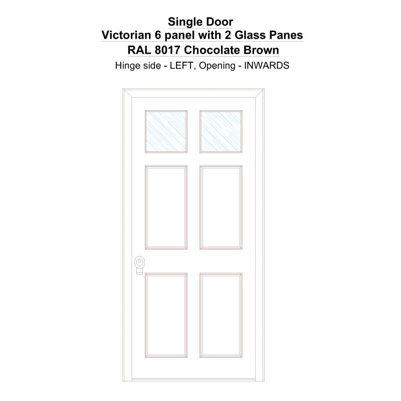 Sd Victorian 6 Panel With 2 Glass Panes Ral 8017 Chocolate Brown Security Door