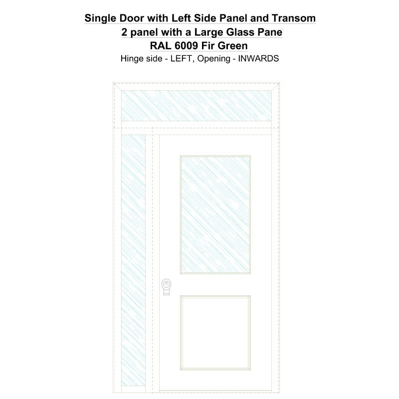 Sd1spt(left) 2 Panel With A Large Glass Pane Ral 6009 Fir Green Security Door