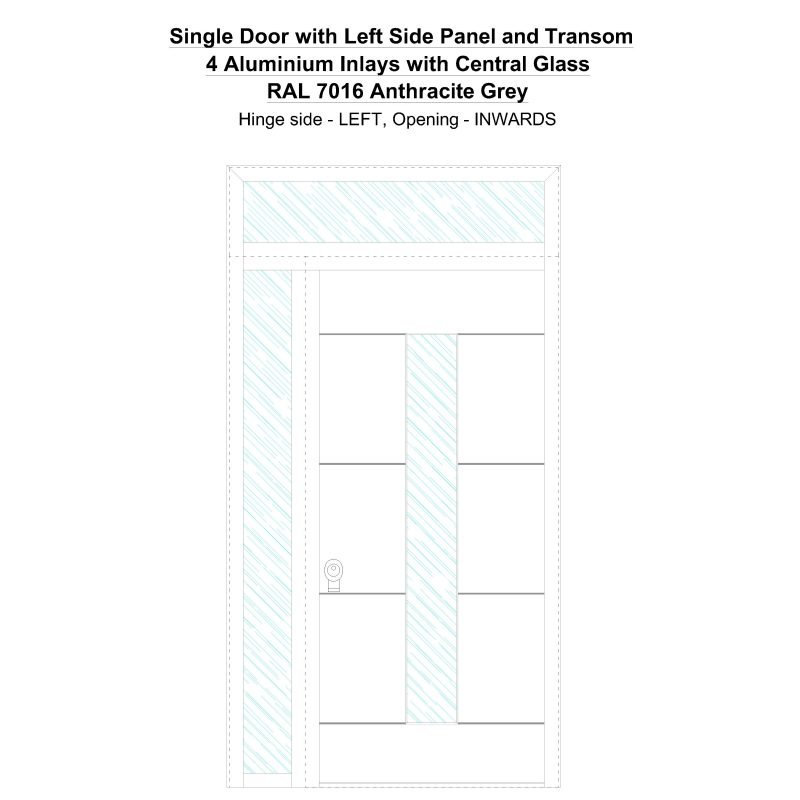 Sd1spt(left) 4 Aluminium Inlays With Central Glass Ral 7016 Anthracite Grey Security Door