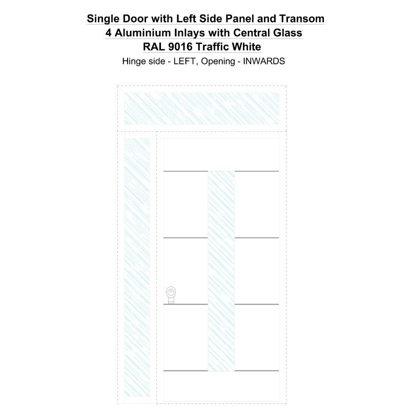 Sd1spt(left) 4 Aluminium Inlays With Central Glass Ral 9016 Traffic White Security Door