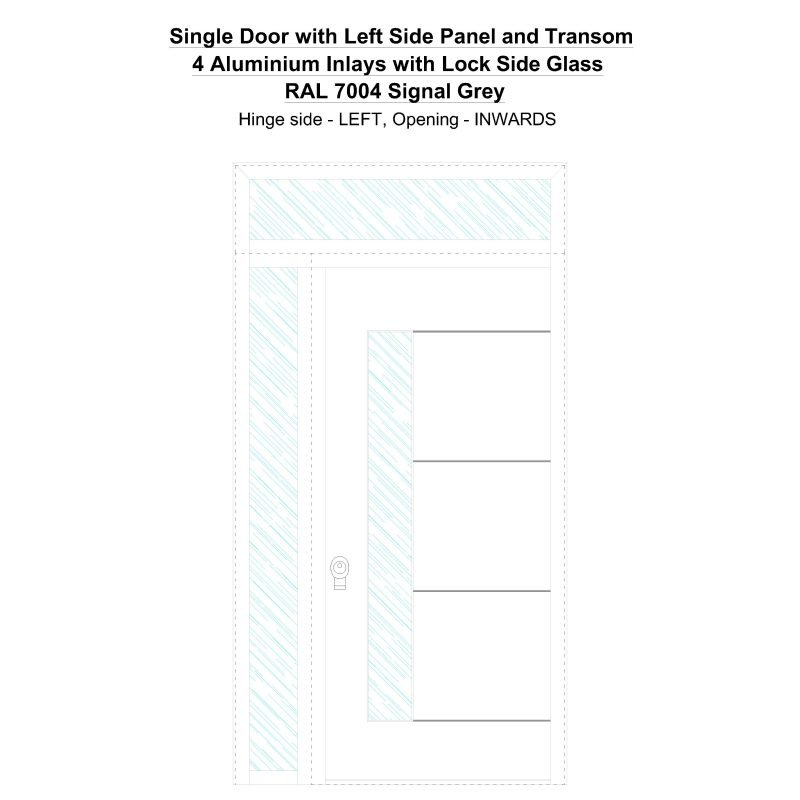 Sd1spt(left) 4 Aluminium Inlays With Lock Side Glass Ral 7004 Signal Grey Security Door