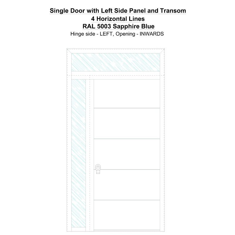 Sd1spt(left) 4 Horizontal Lines Ral 5003 Sapphire Blue Security Door