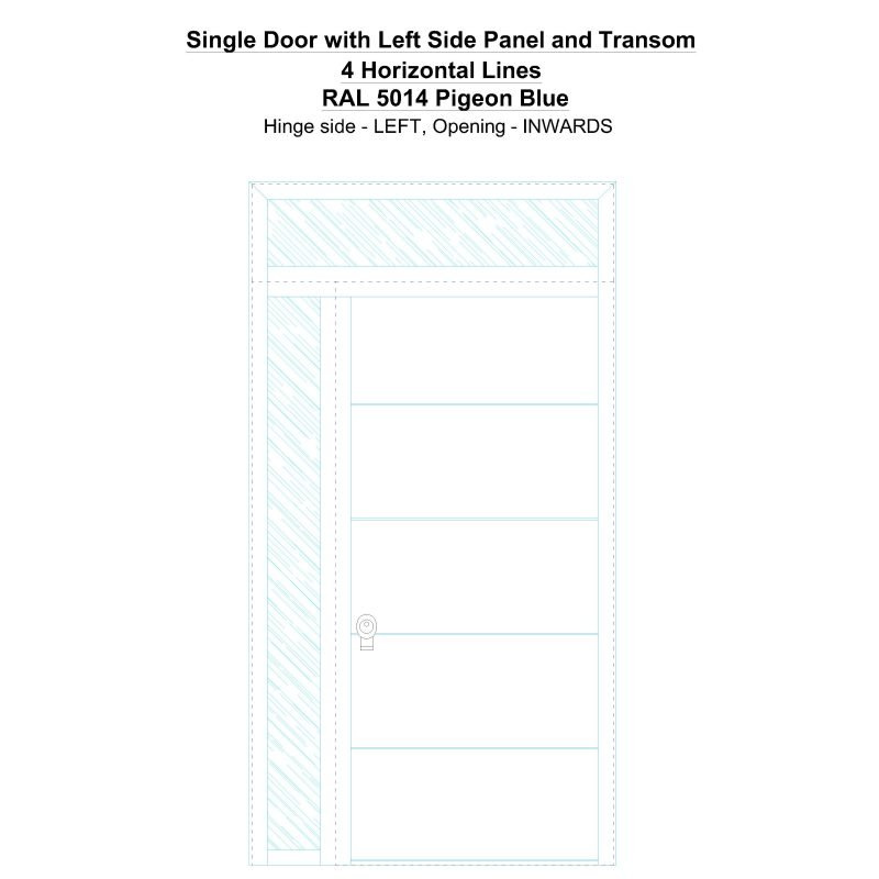 Sd1spt(left) 4 Horizontal Lines Ral 5014 Pigeon Blue Security Door