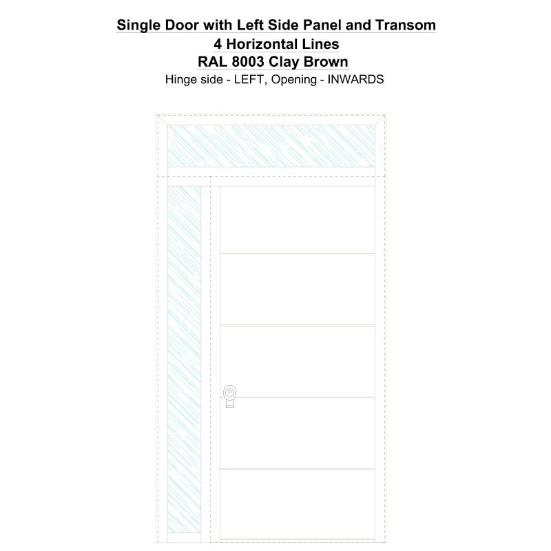 Sd1spt(left) 4 Horizontal Lines Ral 8003 Clay Brown Security Door