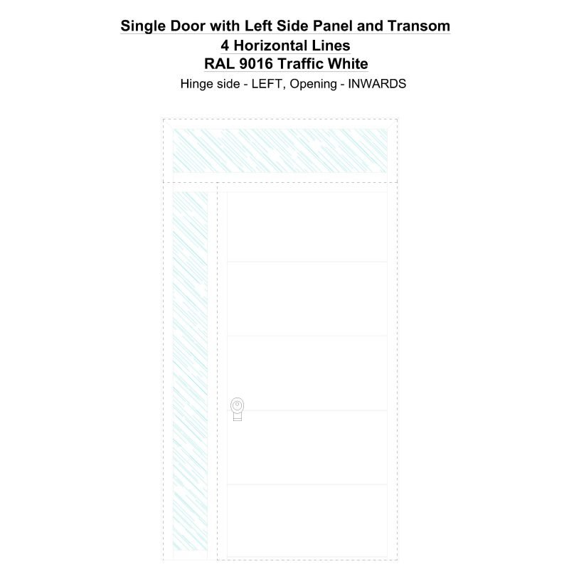 Sd1spt(left) 4 Horizontal Lines Ral 9016 Traffic White Security Door