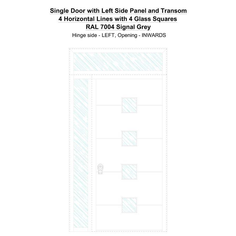 Sd1spt(left) 4 Horizontal Lines With 4 Glass Squares Ral 7004 Signal Grey Security Door