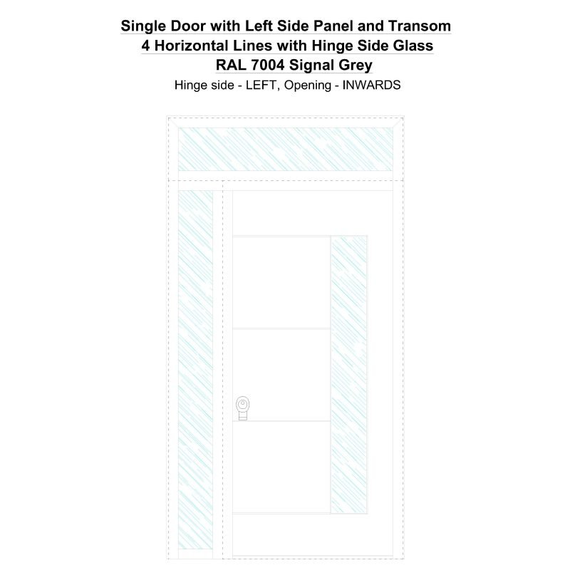 Sd1spt(left) 4 Horizontal Lines With Hinge Side Glass Ral 7004 Signal Grey Security Door