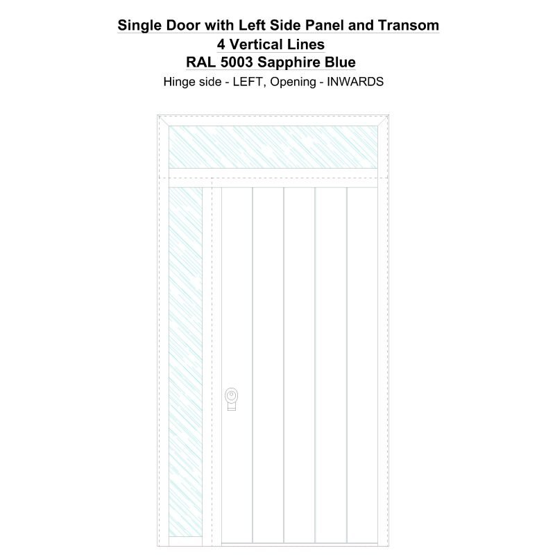 Sd1spt(left) 4 Vertical Lines Ral 5003 Sapphire Blue Security Door