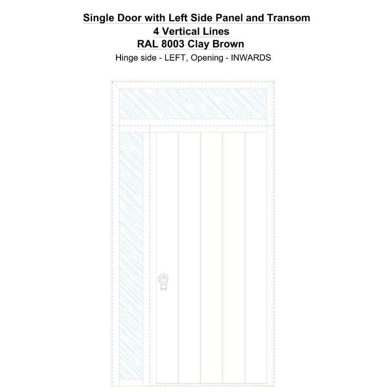 Sd1spt(left) 4 Vertical Lines Ral 8003 Clay Brown Security Door