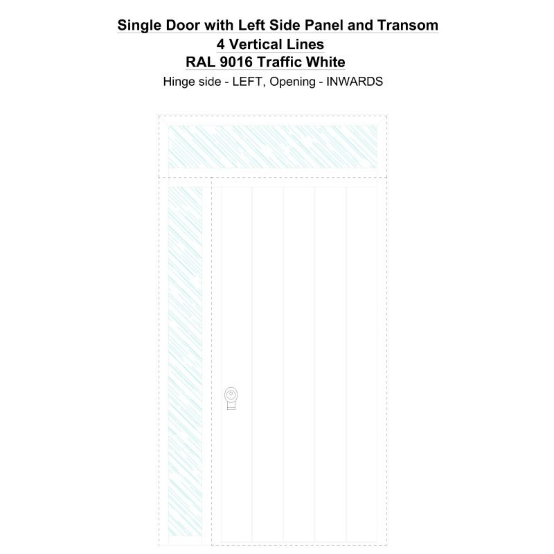 Sd1spt(left) 4 Vertical Lines Ral 9016 Traffic White Security Door