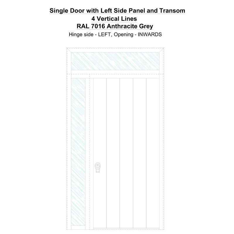 Sd1spt(left) 4 Vertical Lines Ral7016 Anthracie Grey Security Door