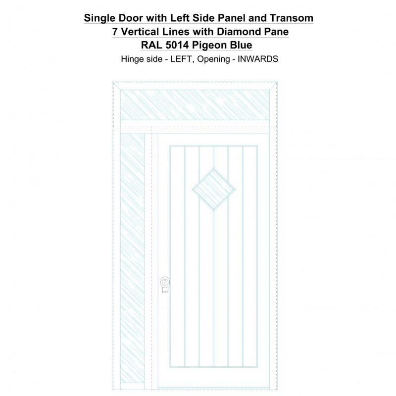 Sd1spt(left) 7 Vertical Lines With Diamond Pane Ral 5014 Pigeon Blue Security Door