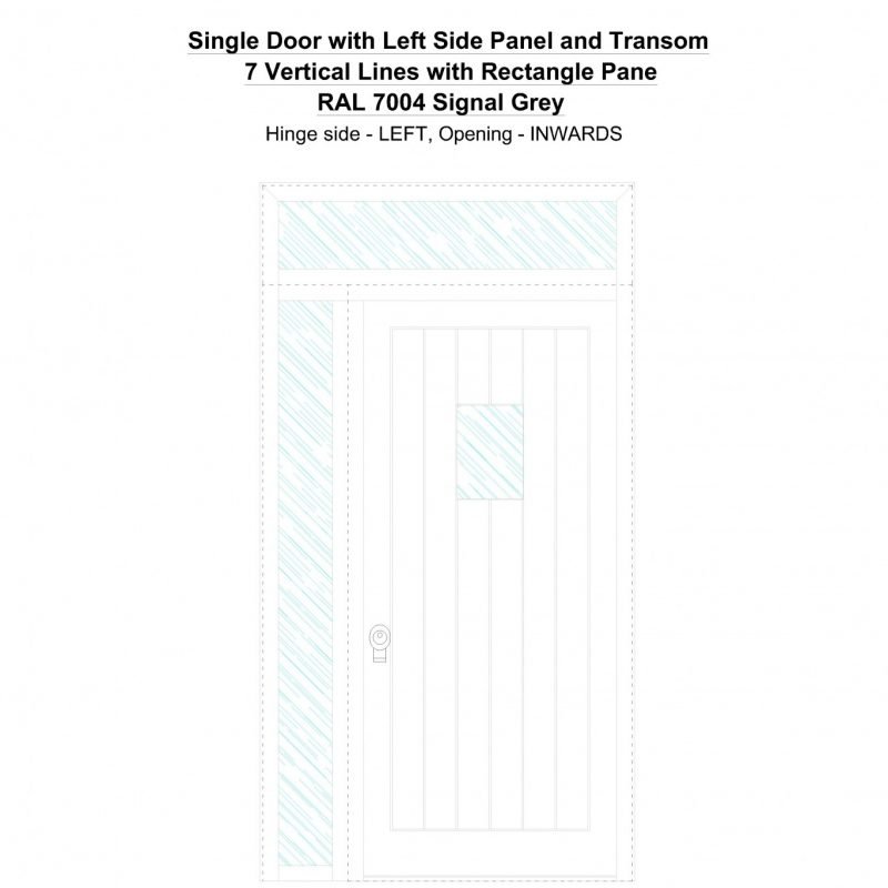 Sd1spt(left) 7 Vertical Lines With Rectangle Pane Ral 7004 Signal Grey Security Door