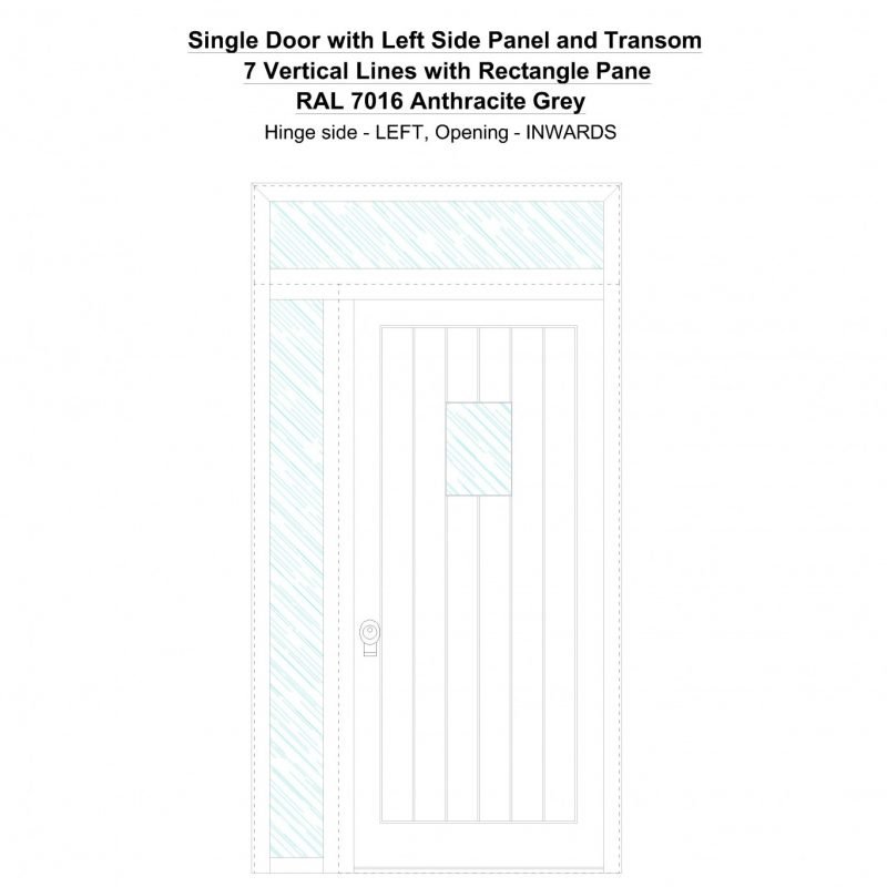 Sd1spt(left) 7 Vertical Lines With Rectangle Pane Ral 7016 Anthracite Grey Security Door