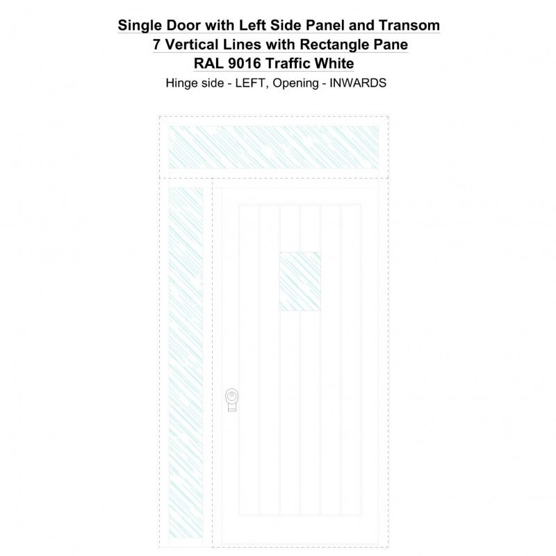 Sd1spt(left) 7 Vertical Lines With Rectangle Pane Ral 9016 Traffic White Security Door